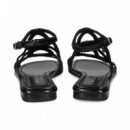 Sandalia Circulos Gilda Trenzada Negro  PONS QUINTANA