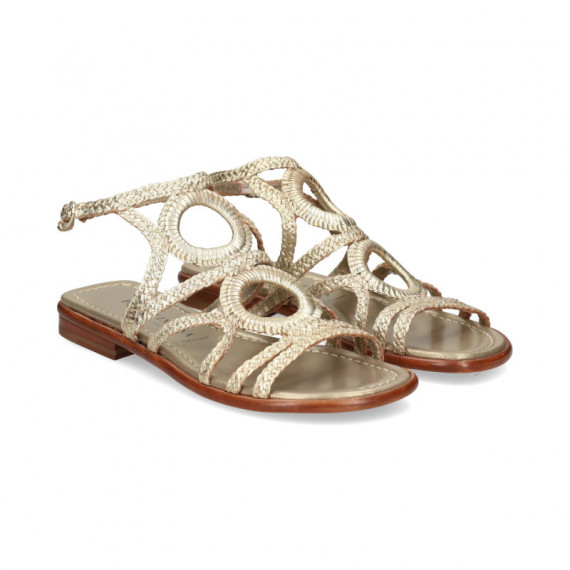 Sandalia Circulos Gilda Trenzada Platino  PONS QUINTANA