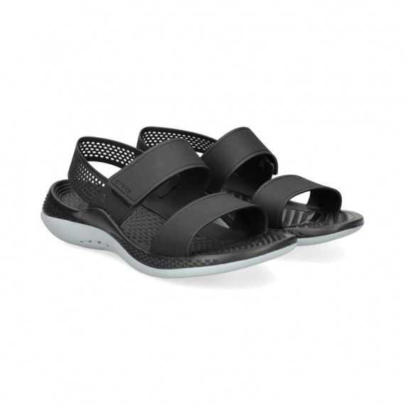 Sandalia 2 Tiras Velcro Gris+negro  CROCS