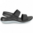 Sandalia 2 Tiras Velcro Gris+negro  CROCS