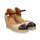 Abierto Lados Piel Negro+beige  UNISA