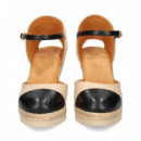 Abierto Lados Piel Negro+beige  UNISA