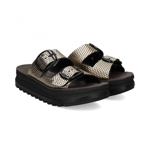 Pala 2 Hebillas Plataforma Piel Oro  FANTASY