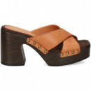 Pala Plataforma Cruzada Piel Cuero  UNISA