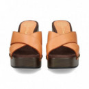 Pala Plataforma Cruzada Piel Cuero  UNISA