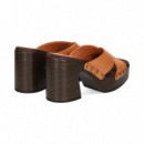 Pala Plataforma Cruzada Piel Cuero  UNISA