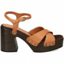 Carmelita Cruzada Plat.piel Marron  UNISA