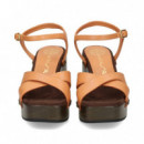 Carmelita Cruzada Plat.piel Marron  UNISA