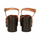 Carmelita Cruzada Plat.piel Marron  UNISA