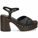 Carmelita Cruzada Plat.piel Negro  UNISA