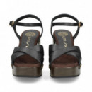 Carmelita Cruzada Plat.piel Negro  UNISA