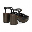 Carmelita Cruzada Plat.piel Negro  UNISA