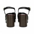 Carmelita Cruzada Plat.piel Negro  UNISA