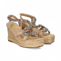 Onda Strass Multi Sandalia ante Beige  ALMA EN PENA