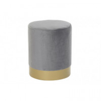 Pouf Gris Base Metal Dorada  PÉREZ ÁVILA - Guanxe Atlantic Marketplace