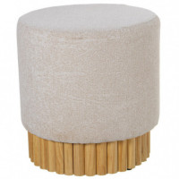 Pouf Crema Base Madera  PÉREZ ÁVILA - Guanxe Atlantic Marketplace