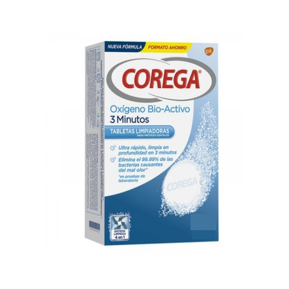 COREGA Oxígeno Bio-activo 3 Minutos 108 Tabletas
