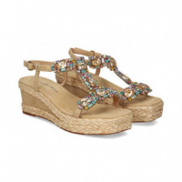 Sandalia Cuna Bebe Strass ante Beige  ALMA EN PENA