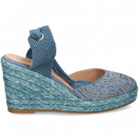 Alta S/talon Punta Strass ante Jeans  ALMA BLUE