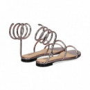 Sandalia Gilda Espiral Reptil Platino  LOLA CRUZ