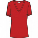 Camiseta de Corte Slim con Cuello de Pico de TOMMY HILFIGER