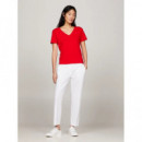 Camiseta de Corte Slim con Cuello de Pico de TOMMY HILFIGER