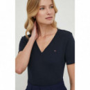 Camiseta de Corte Slim con Cuello de Pico de TOMMY HILFIGER