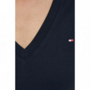 Camiseta de Corte Slim con Cuello de Pico de TOMMY HILFIGER