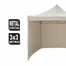 Carpa Plegable Metal 3X3 Metros Beige C/ Paredes DONNA GARDEN