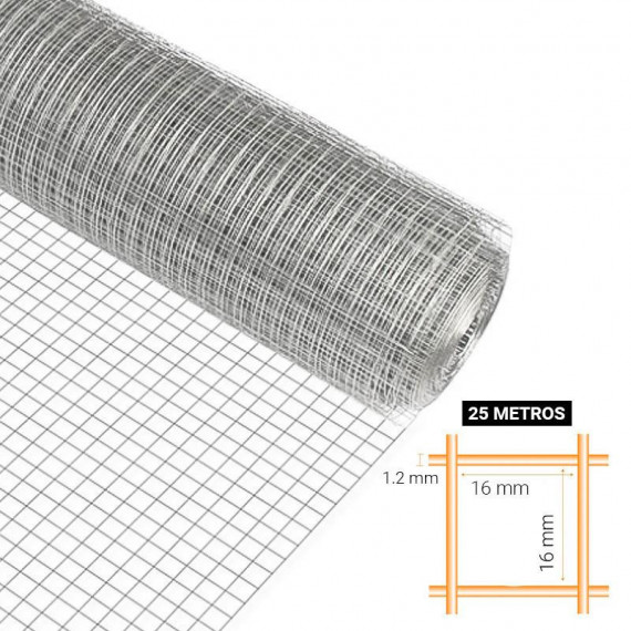 Tela Metálica Galv DONNA GARDEN 16X16X1.2MM 1X25M