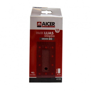 Pack 10 Lijas Rectangulares 93X185MM GR.80 AICER