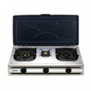 Cocina de Gas Inox con Tapa AIRMEC 3 Fuegos