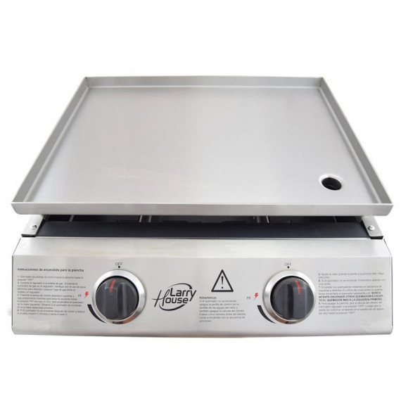 Plancha de Asar Inoxidable LARRYHOUSE 2 Fuegos