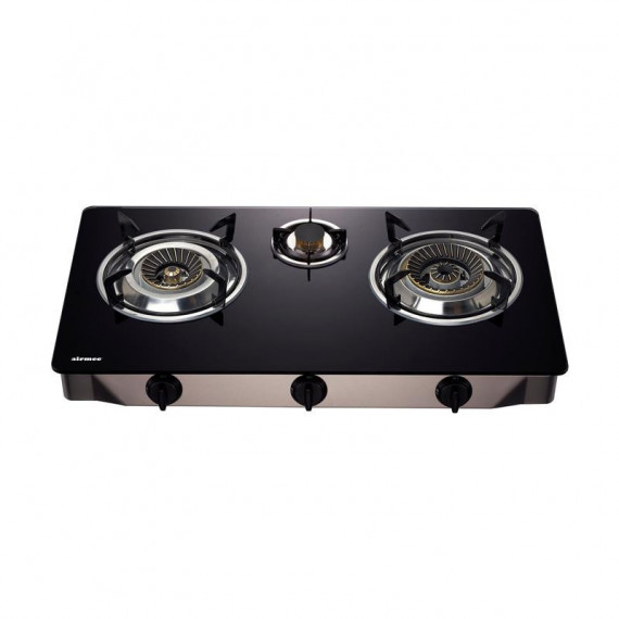 Cocina de Gas Inox con Cristal Templado AIRMEC 3 Fuegos