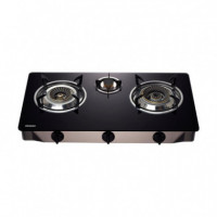 Cocina de Gas Inox con Cristal Templado AIRMEC 3 Fuegos - Guanxe Atlantic Marketplace