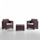 Set de Jardin 2 Sillones + Mesa Serie Nebraska Brown BICA