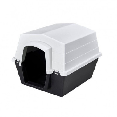 Caseta para Mascotas Plastico 83X69X57.5CM Blanco y Negro DONNA GARDEN