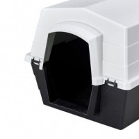 Caseta para Mascotas Plastico 73X69X57.5CM Blanco y Negro DONNA GARDEN