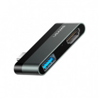 Hub USB 2 Puertos USB3.0 4K HD Gris USAMS