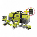 Kit Taladro-amoladora-sierra-lijadora One+ RYOBI (1X2.0AH+1X5.0AH+CARGADOR)