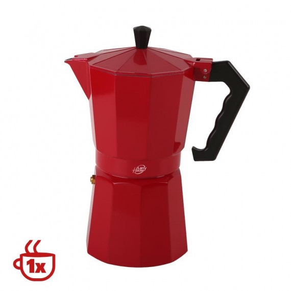 Cafetera Aluminio 1 Taza Roja LARRYHOUSE