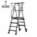 Escalera Aluminio Plegable Guardacuerpos con Plataforma AIRMEC (7 Peldaños)