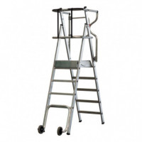 Escalera Aluminio Plegable Guardacuerpos con Plataforma AIRMEC (7 Peldaños)