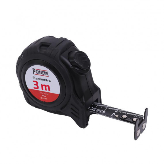 Flexometro 3 Metros Cinta Nylon Plus Negro PAMACON