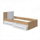 Cama con Cabezal Juvenil + 2 Cajones 77X196X92CM R. Nodi/bl. Artik MOMI