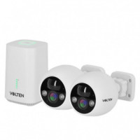 Kit 2 Cámaras Wifi Recargables Tipo Bullet Alarma Nvr 4MP VOLTEN