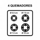 Cocina Gas + Horno Gris 4 Fuegos 50CM LARRYHOUSE