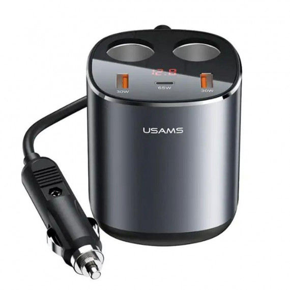 Cargador de Coche 245W Carga Rapida+ Encededor de Cigarrillos Gris USAMS