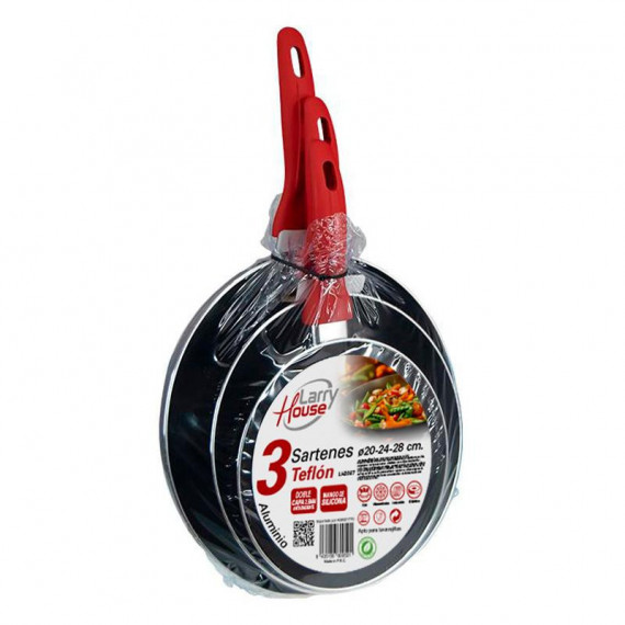 Juego de Sartenes 20-24-28 Cm Teflón LARRYHOUSE - Guanxe Atlantic Marketplace