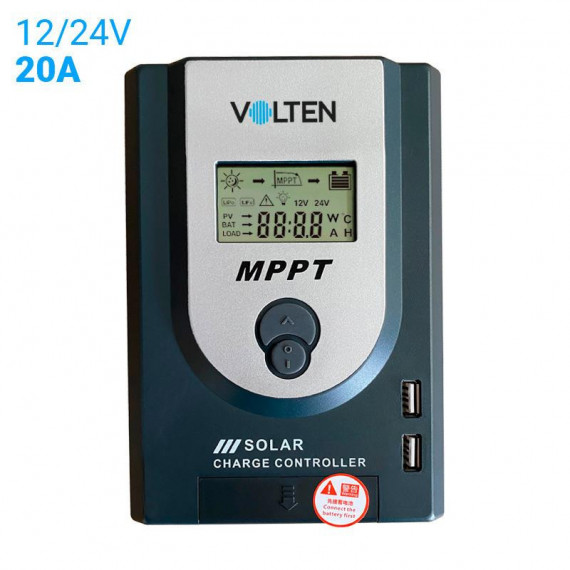 Controlador de Carga Solar Mppt 12V/24V 20A VOLTEN